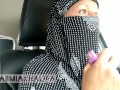 Muslim girl in hijab Smoking first time in car