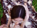 Sensual Sex in nature with a skinny beauty on a summer sunny early morning, ended with oral creampie