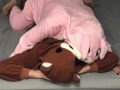 Bunny onesie dry humps and sucks bears dick