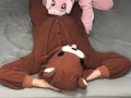 Bunny onesie dry humps and sucks bears dick