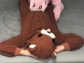 Bunny onesie dry humps and sucks bears dick