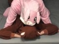 Bunny onesie dry humps and sucks bears dick