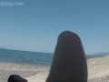 Girl sucks cock in public beach and gets caught by stranger - MissCreamy