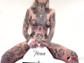 Tattooed Amber Luke rides the tremor for the first time