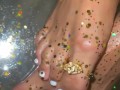 Liannas Sexy Oily Stripper Feet Sprinkled with Glitter