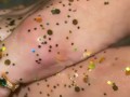 Liannas Sexy Oily Stripper Feet Sprinkled with Glitter