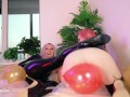 Air Balloon Looner Hot Fetish 2 Lesbians in tight shiny rubber clothes having fun