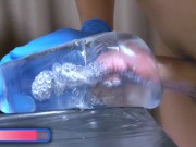 Cum Meter 21, Huge creampie, Transparent fleshlight, Moaning, 透明オナホール、オナホ、中出し、喘ぎ