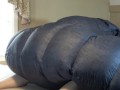 Puffy Jacket Lover Humping Huge Down bag Comforter Until He Cums. Shiny Nylon Bed Humping!!