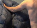 Puffy Jacket Lover Humping Huge Down bag Comforter Until He Cums. Shiny Nylon Bed Humping!!
