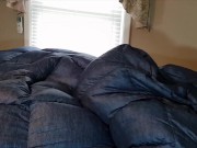 Puffy Jacket Lover Humping Huge Down bag Comforter Until He Cums. Shiny Nylon Bed Humping!!