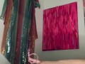 Fat girl stretches asshole with anal beads