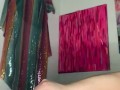 Fat girl stretches asshole with anal beads