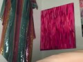 Fat girl stretches asshole with anal beads