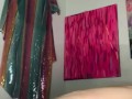 Fat girl stretches asshole with anal beads
