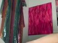 Fat girl stretches asshole with anal beads