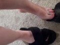 Red Toes, Red Dress, Black Suggs and Hot Sexy Feet Baby