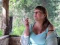Cute bbw outdoor smoking