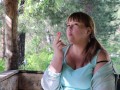 Cute bbw outdoor smoking