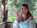 Cute bbw outdoor smoking