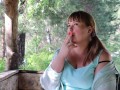 Cute bbw outdoor smoking
