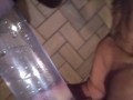 Blasting cum clouds in a tube of water with moaning cumshot