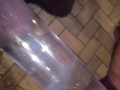 Blasting cum clouds in a tube of water with moaning cumshot