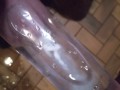 Blasting cum clouds in a tube of water with moaning cumshot