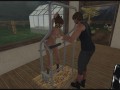 Ponygirl in Bodystocking Gives Head and Pulls a Cart