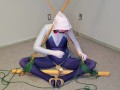 Spider-Gwen's Bondage Escape Practice #2: Triangle Tied while Getting Teased