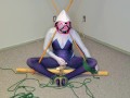 Spider-Gwen's Bondage Escape Practice #2: Triangle Tied while Getting Teased