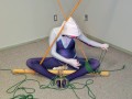 Spider-Gwen's Bondage Escape Practice #2: Triangle Tied while Getting Teased