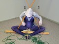 Spider-Gwen's Bondage Escape Practice #2: Triangle Tied while Getting Teased