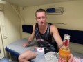 2 guys made a fellow traveler for a hard hot fuck on the train