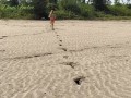 Shameless Blonde Girl Getting Naked & Changing Cloths on Public Beach