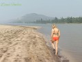 Shameless Blonde Girl Getting Naked & Changing Cloths on Public Beach