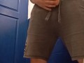 Hung jock loud piss in the gym toilet