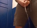 Hung jock loud piss in the gym toilet