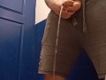 Hung jock loud piss in the gym toilet