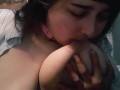 Mixed Dab with BBW Arab playing with her tits