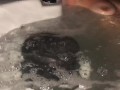 Sneak peak of my wife’s tits in our backyard hot tub tonight