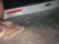Sneak peak of my wife’s tits in our backyard hot tub tonight