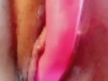 Pink vibrator meets pink creamy pussy caught on Snapchat