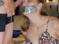 Girl duct taped and touched