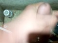 Jerking in bath room while rainy out side.