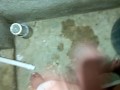 Jerking in bath room while rainy out side.