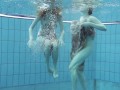 Two dressed beauties underwater Anna Netrebko and Lada Poleshuk