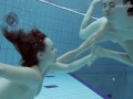 Two dressed beauties underwater Anna Netrebko and Lada Poleshuk