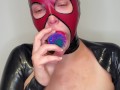 Fan Paid Custom Video: Gagging - Watch a sexy latex slut suck and gag on her fingers and dildos!