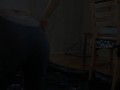 Girl in tight yoga pants pissing